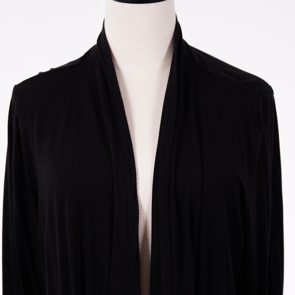 Karen Scott Women's Large Black Lightweight Open Cardigan Sweater Rayon Spandex